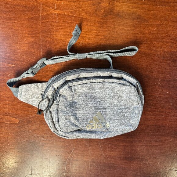 ADIDAS Grey Charcoal Space Dye Zipper Fanny Pack Crossbody Bag - Picture 2 of 11